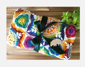 Crocheted Blanket | Afghan Blanket | Cotton Blanket | Handmade blanket | Throw Blanket | Mehndi Throw | Sofa Throw | Knit Blanket