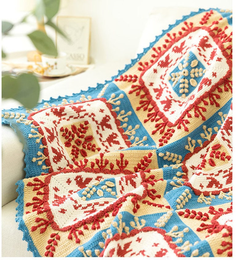 Scandinavian Handmade blanket Crochet blanket Bird Blanket Etsy