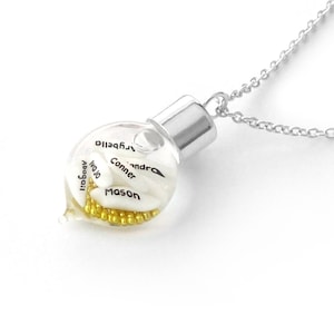 Familien Name Halskette, Benutzerdefinierte Name Halskette, Einzigartiges Geschenk, Halskette für Mama, Name auf Reis Halskette, personalisierte Familie Halskette, HEART DROP