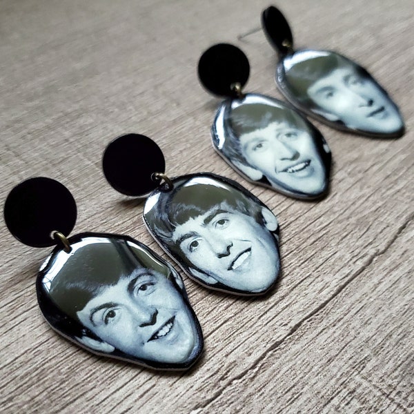 The Beatles Stud Earrings Lightweight Paul, John, Ringo, and George!