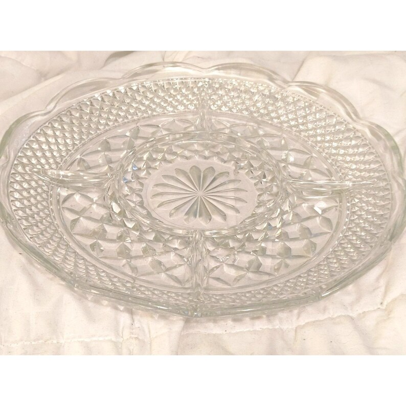 Vintage Anchor Hocking Wexford Clear Glass 5part Divided Relish Dish