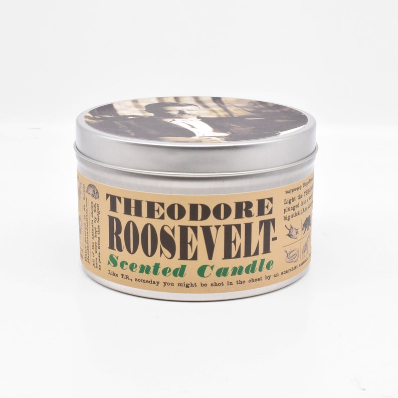 Theodore Roosevelt Scented Candle Funny Father's Day Gift for Dad Also this guy was called Teddy We mean the president, not your dad image 2