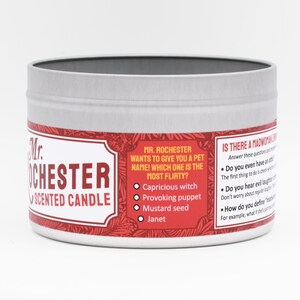 The candle has a humorous label which makes it a funny gift for people who love classic literature or romance novels.
