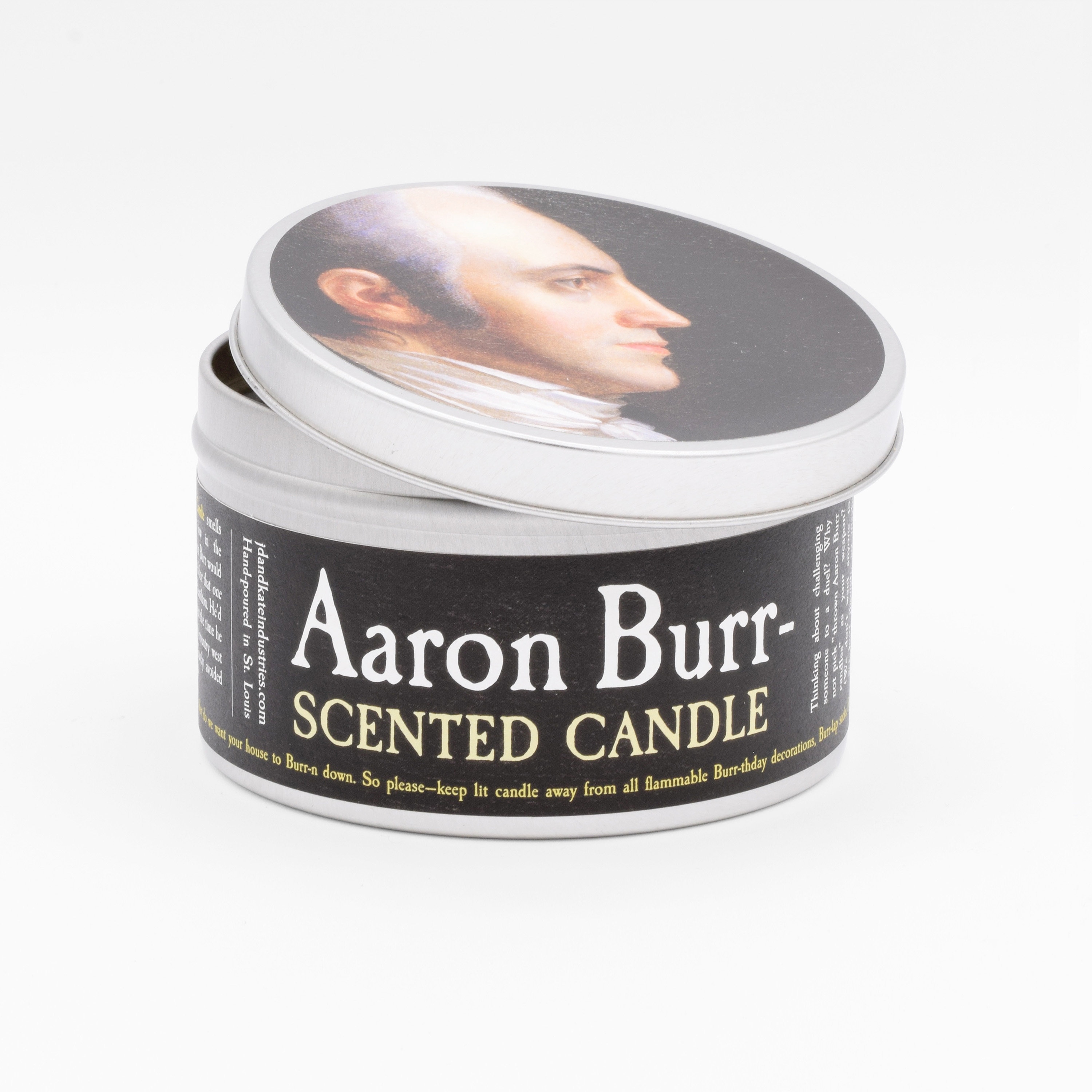 Aaron Burr Scented Candle Funny Historical Gift and FYI Burr