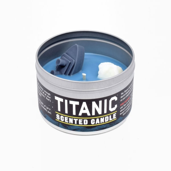 Bougie Titanic | Bougie drôle | Cadeau éléphant blanc | Décoration d'intérieur amusante | Naufrage | Bateau de croisière et iceberg | Parfum d'océan | Cadeau drôle