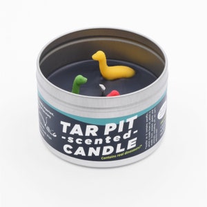 Dinosaur Tar Pit Scented Candle | Funny candle for someone who loves dinosaurs and open flame | Maybe a kid? | jk don&#39;t give candles to kids