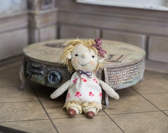 Handmade Rag doll  Miniature 1:6 scale ideal for Blythe ready to ship