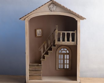 Casa de muñecas hecha a mano a escala 1/12