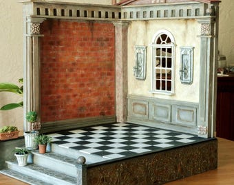 Casa delle bambole artistica fatta a mano in scala 1/6 per bambole Blythe e simili.