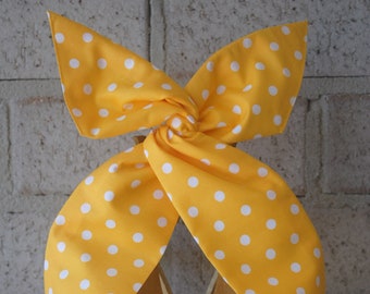 Wire Headband - Yellow Coin Spots - Cotton Fabric Women Hairband Bunny Ears Retro Boho Bow Twist - Stylish!