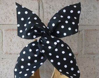 Wire Fabric Headbands - Black Coin Spots - Cotton Fabric - Durable and Quality Comfortable Material Pleasing to the eyes!