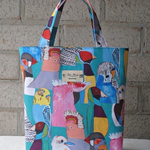 Handmade Small Tote Bag – Birdie Paradise Cotton Drill Fabric