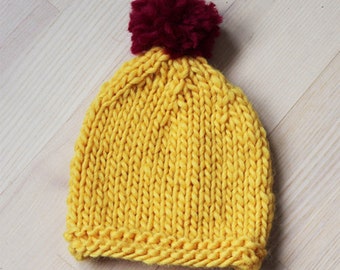 Chunky baby hat knitting pattern in English and Danish - sizes 38/42 - 44/48 cm