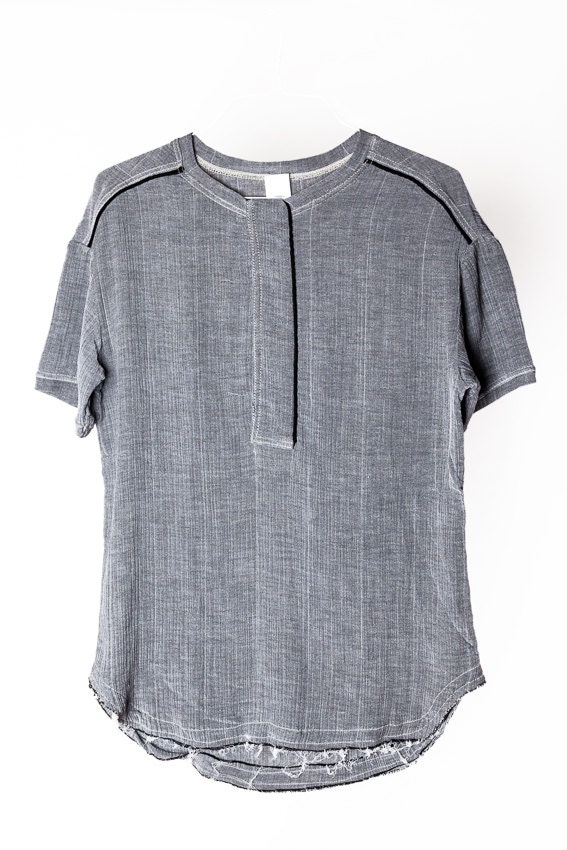 Gray Linen Shirt Raw Edge Shirtminimalist Clothing Shirts | Etsy