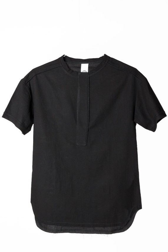 Men S Black Oriental Shirt Raw Edge Shirt Men S Etsy