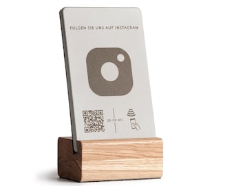 Instagram NFC Aufsteller mit QR-Code, Folgen Sie uns auf Instagram Schild, Social Media Tischaufsteller, NFC Ständer Display, Tisch, Tresen