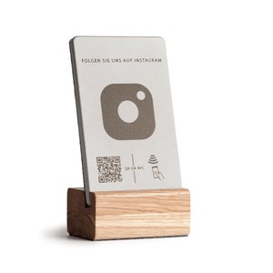 Instagram NFC Aufsteller mit QR-Code, Folgen Sie uns auf Instagram Schild, Social Media Tischaufsteller, NFC Ständer Display, Tisch, Tresen