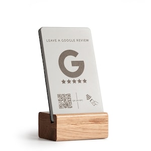 Google review NFC stand with QR code, Google reviews display, table, counter, Google review sign, Google review QR-Code display