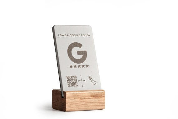 Google review NFC stand with QR code, Google reviews display, table, counter, Google review sign, Google review QR-Code display