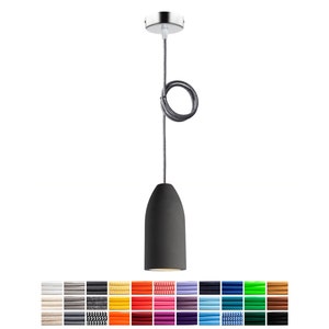 Pendant lamp &quot;dark edition&quot; with textile cable 2.0 meters (incl. Philips LED dimmable), made in Germany, pendant lamp, 100% concrete lamp