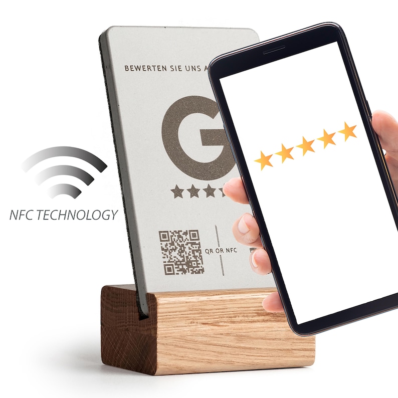 Podstawka NFC z recenzjami Google i kodem QR, wyświetlacz recenzji Google, stół, lada, znak recenzji Google, wyświetlacz kodu QR recenzji Google zdjęcie 8