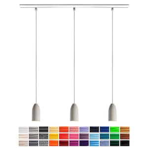 Betongpendellampa "light edition", textilkabel, takskena i aluminium, dimbar GU10 Philips LED, matbordspendellampa, tillverkad i Tyskland