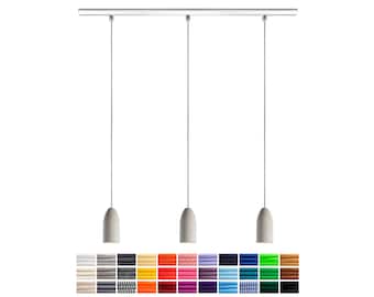 Pendant lamp concrete "light edition", textile cable, ceiling track aluminum, GU10 Philips LED dimmable, pendant lamp dining table