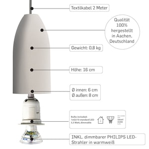 Pendant lamp concrete light edition, textile cable, ceiling track aluminum, GU10 Philips LED dimmable, pendant lamp dining table image 3