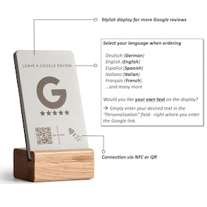 Podstawka NFC z recenzjami Google i kodem QR, wyświetlacz recenzji Google, stół, lada, znak recenzji Google, wyświetlacz kodu QR recenzji Google zdjęcie 11