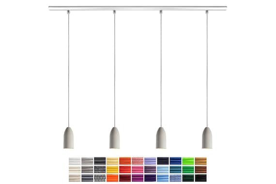Pendelleuchte Beton "light edition", Textilkabel, Deckenschiene Aluminium, GU10 Philips LED dimmbar, Hängeleuchte Esstisch, made in Germany