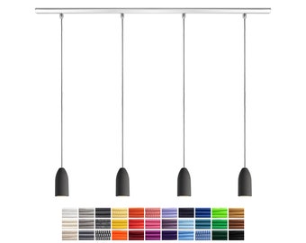 Pendant lamp concrete "dark edition", textile cable, ceiling track aluminum, GU10 Philips LED dimmable, pendant lamp dining table