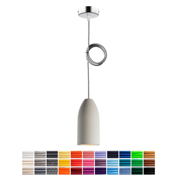 Pendelleuchte "light edition" mit Textilkabel 2.0 Meter (incl. Philips LED dimmbar), made in Germany (Aachen), Pendellampe, 100% Betonlampe