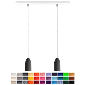 Pendant lamp concrete &quot;dark edition&quot;, textile cable, ceiling track aluminum, GU10 Philips LED dimmable, pendant lamp dining table