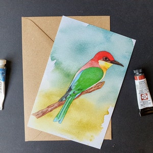 Acuarela de Abejaruco – Tarjeta de felicitación, postal o lámina artística de 18x13 cm