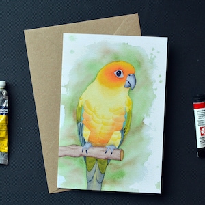 Conuro del sole acquerello – biglietto d'auguri, cartolina o stampa artistica 7x5"