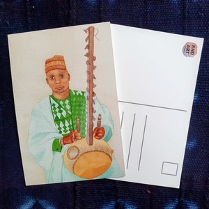 Le griot aquarelle - carte de voeux, carte postale ou impression d'art 7 x 5 po.