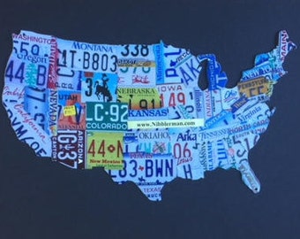 USA Heavy 14 Gage Metal print License Plate Map Sign Vintage Decor Garage Art Car Guy Gift Made in USA