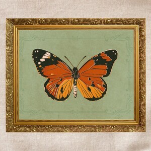 Vintage Cottage Core Art | Butterfly Digital Download Print | Cottage Core Nursery Art | Cottage Core, Boho, Sage Green Decor, Insect Decor
