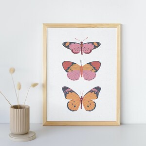 Boho Butterflies | Printable art | Digital print | Girl&#39;s room decor | modern, retro, vintage decor, boho girl&#39;s nursery, butterfly wall art