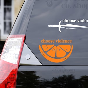 Elige la violencia CUARTA ALA Llama de hierro Tormenta de ónix Merchandising / Calcomanía Booktok Bookish / Calcomanía para coche Violet Sorrengail Xaden Riorson Naranjas y daga imagen 1