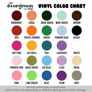 Puede incluir: Carta de colores de vinilo con 20 colores diferentes, incluyendo burdeos, coral, verde oscuro, verde menta, marr&oacute;n, rojo, naranja pastel, verde, azul polvo, negro, rosa intenso, oro viejo, azul verdoso, lavanda, blanco, rosa polvo, verde albahaca, azul hielo, lila, beige, rosa, verde lima, azul, ciruela y gris. Todos los colores de vinilo tienen un acabado mate. Los colores pueden variar dependiendo de la iluminaci&oacute;n y la configuraci&oacute;n del monitor.