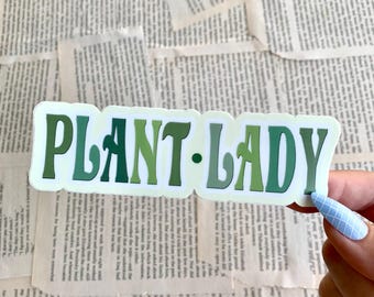 Plant Lady Sticker | Laptop, Water Bottle, iPad, Notebook Stickers | Waterproof, Matte Finish | Retro Font