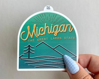 Vintage Inspired Michigan Sticker | Waterproof Matte Finish Decal | Michigan, Travel, The Great Lakes State
