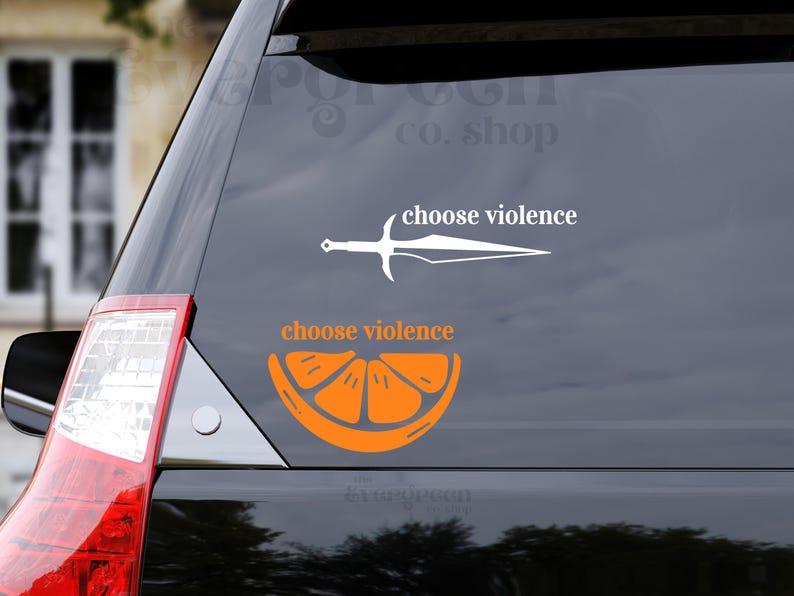 Elige la violencia CUARTA ALA Llama de hierro Tormenta de ónix Merchandising / Calcomanía Booktok Bookish / Calcomanía para coche Violet Sorrengail Xaden Riorson Naranjas y daga imagen 1