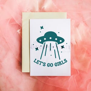 Let's Go Girls UFO Vinyl Decal | UFO Alien Outer Space Space Ship Decal | Car Window, Laptop, Water Bottle Decal | Funny Decal bild 2