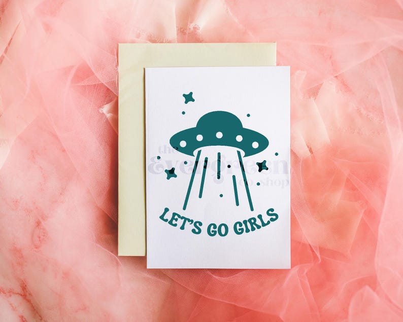 Let's Go Girls UFO Vinyl Decal | UFO Alien Outer Space Space Ship Decal | Car Window, Laptop, Water Bottle Decal | Funny Decal bild 2