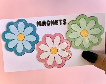 Groovy Flower Fridge Magnets, Set of 3 | Flower Magnets | Kitchen Decor, Quirky Groovy Retro Design