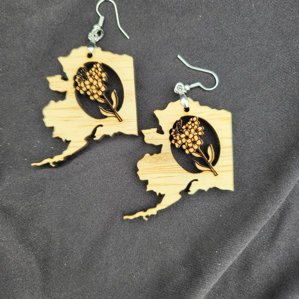 Alaska Earring svg, Laser Cut File, 5.0 mm, Wood, 1/4", Alaska, State Flower, Gift, Laser svg file, DIGITAL DOWNLOAD, Omtech, Glowforge