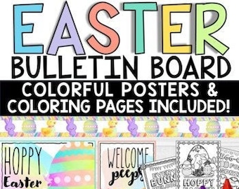 Easter Bulletin Board Posters - Coloring Pages Activity Peeps Easter Eggs
