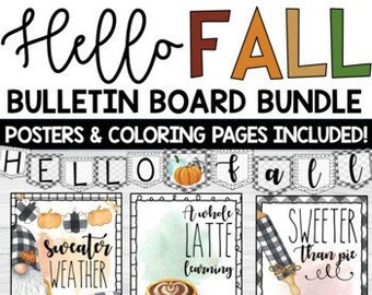 Fall Bulletin Board Farmhouse Classroom Decor Printable Autumn Coloring Pages